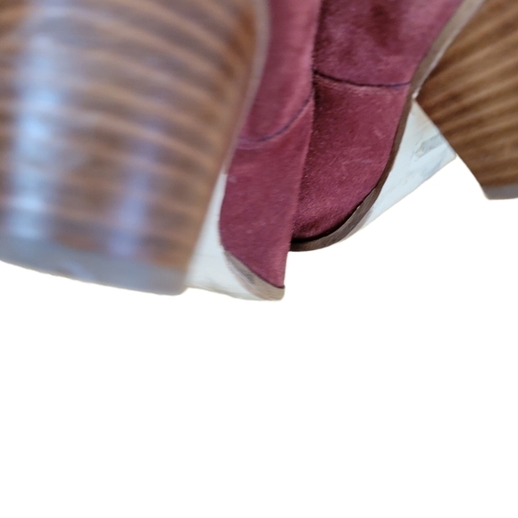 SOLE Society Suede Ankle Heeled Boot With Buckle Olive Red Size 9.5 - Picture 6 of 8